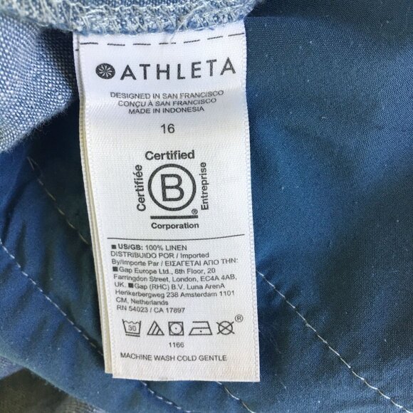 Athleta Retreat Linen Joggers Blue Women’s Size 16 Drawstring Elastic Waist Pant - Picture 6 of 8